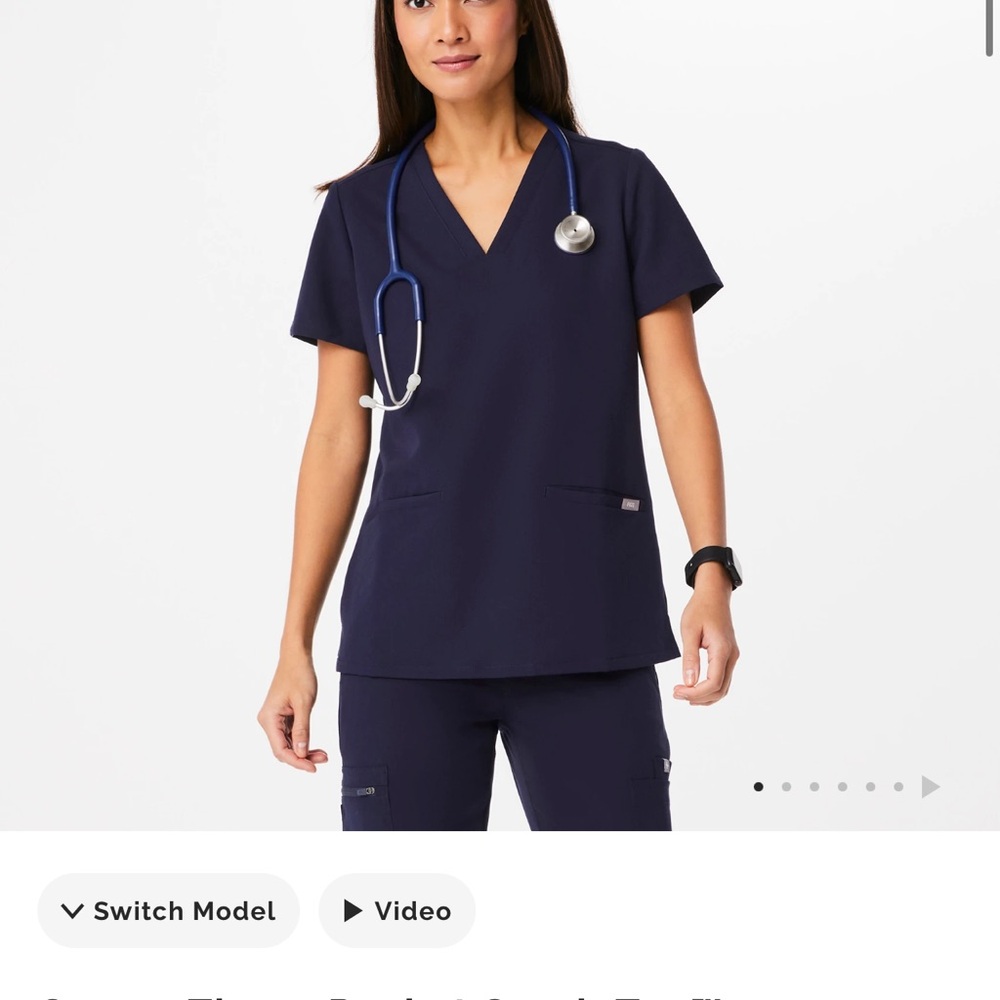 Women's Navy V-Neck Scrub Top